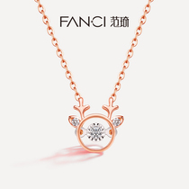 Fanci a deer have you 18K gold necklace girl diamond pendant rose gold choker birthday all the way