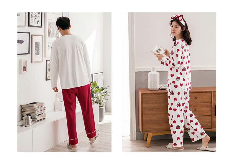 Jing Yun mới vài bộ đồ ngủ mùa xuân và mùa thu dài tay cotton nam dịch vụ nhà dễ thương cotton lỏng phù hợp với phụ nữ bộ đẹp cho cặp đôi