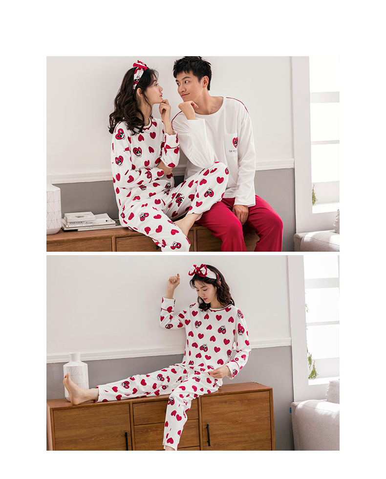 Jing Yun mới vài bộ đồ ngủ mùa xuân và mùa thu dài tay cotton nam dịch vụ nhà dễ thương cotton lỏng phù hợp với phụ nữ bộ đẹp cho cặp đôi