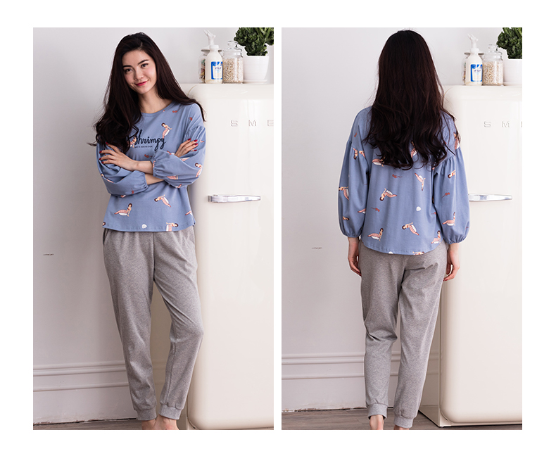 Jing Yun 2017 đồ ngủ mới cho nữ mùa thu cotton dài tay cổ tròn phục vụ nhà phù hợp với quần áo nữ mới và đáng yêu bộ đồ mặc nhà