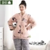 Jing Yun đồ ngủ phụ nữ mùa đông dày ấm ba lớp quilted san hô lông cừu dịch vụ nhà dài tay flannel giản dị phù hợp - Bên ngoài ăn mặc đồ bộ vải đũi Bên ngoài ăn mặc