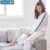 Jing Yun 2018 xuân mới cho nữ đồ ngủ cotton dài tay phù hợp với lưới đơn giản phụ nữ rộng chân phục vụ nhà mùa thu - Bên ngoài ăn mặc