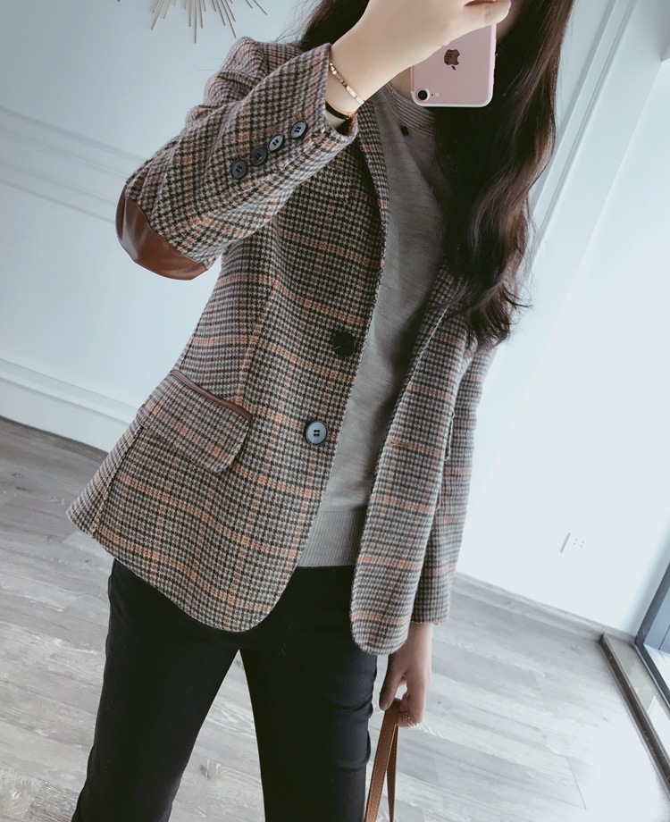 Bộ đồ kẻ sọc nhỏ nữ 2019 mới ngắn mùa xuân và mùa thu len nữ len Anh áo gió tự luyện - Business Suit quần áo nữ đẹp