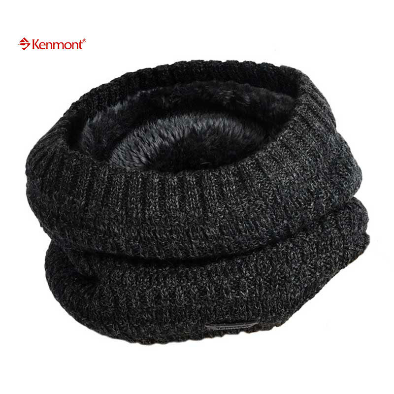 KENMONT Camon men's knitted collar plush fabric thickened velvet thick warm KM-1894
