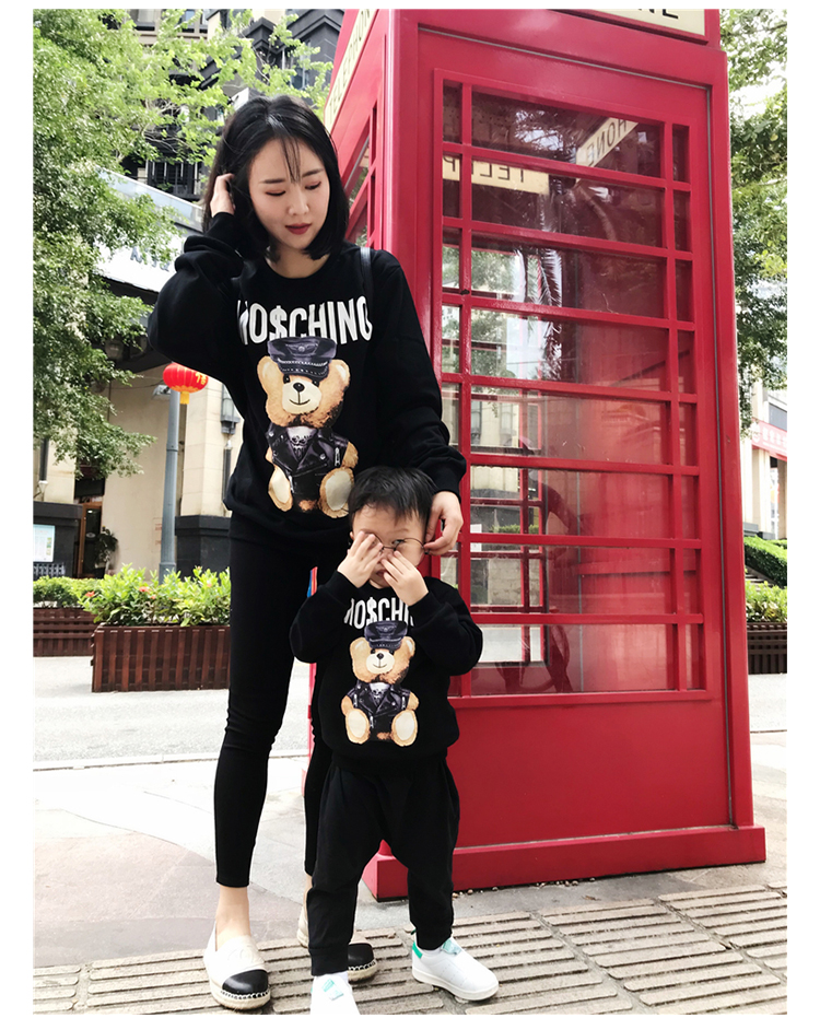 Thu đông 2018 mới mẹ và con gái mẹ và con trai gia đình ba thành viên trong gia đình với áo thun dài tay giản dị phiên bản Hàn Quốc của Slim Slim áo đẹp mẹ và bé gái