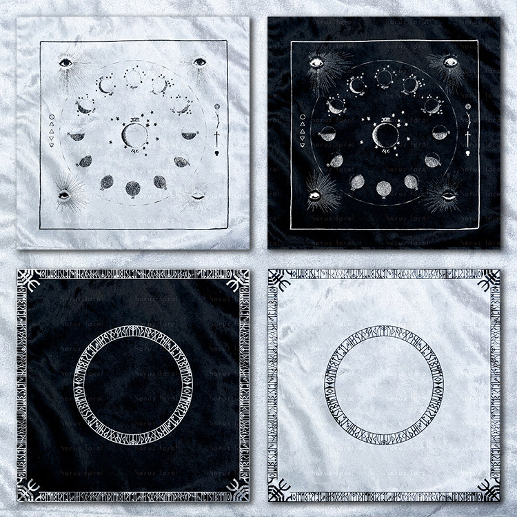 Light-coloured ensemble (spot) Luhn such as Niishi Runes table tour Wild Unknown Tarot table cloth