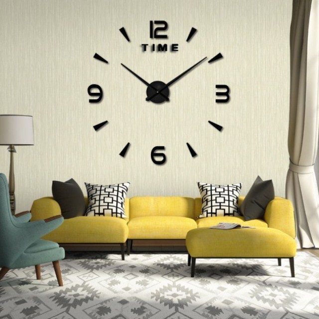 Personality Self-adhesive bedroom Decorative Wall Stick-hanging Bell Silent Hanging Wall Quartz Clock Table Living Room Home Alarm Clock Student Brief
