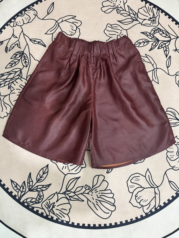 100% Mulberry Silk Xiangyun Silk, Unisex, Red Cloud Turtle Elastic Waist Shorts with Pockets