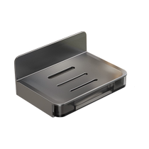 Soap box wall-mounted punch-free soap rack space aluminum household bathroom high-end drain strong paste