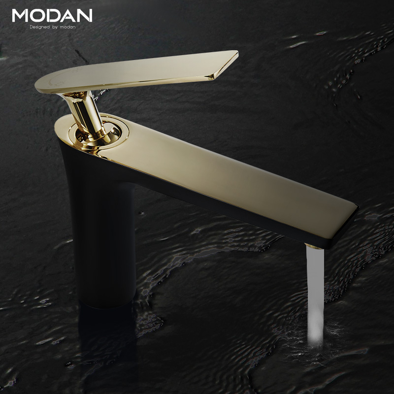 Basin faucet hot and cold single hole toilet household full copper table lower basin basin upper basin black washbasin faucet