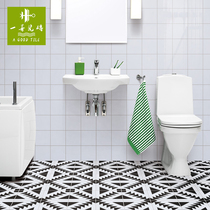  Yishan Nordic retro black and white gray fishbone geometric tiles 300X300 Bathroom Bathroom kitchen balcony tiles