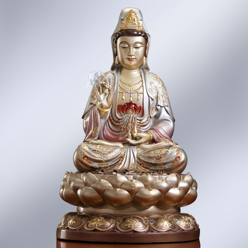 Guang Bodhisattva House with Lian Watch Buddha statue of pure copper pinch enamel with gold full of labor living room Guang wor