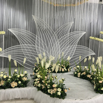 2019 new large lily leaf wrought iron props photo photography wedding wedding stage background decoration ornaments