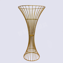 Hot sale wedding iron flower ball decoration props hollow ornaments main table flower stand golden small waist flower transplanter road guide