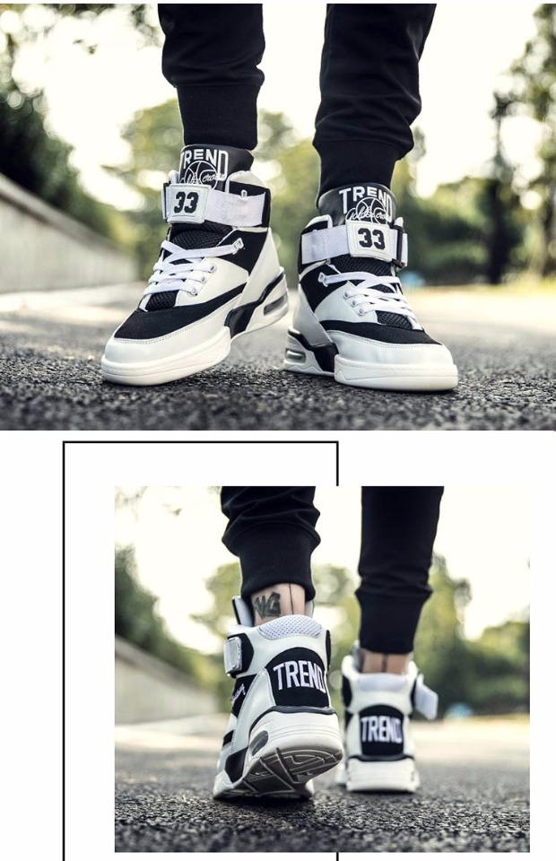Giày nam, giày thủy triều mùa hè, giày thể thao màu trắng, hip hop, giày cao cấp, giày cao cấp, giày bóng rổ, giày thường cao giày the thao nam hàng hiệu
