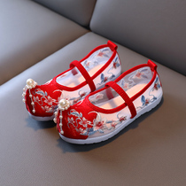 Girls Hanfu shoes summer soft bottom baby Summer embroidered shoes little girl Hanfu shoes old Beijing childrens cloth shoes