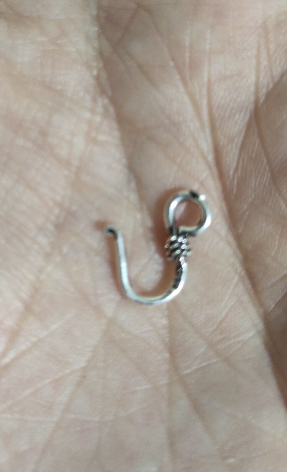 Prayer wheel longevity banner origin accessory sterling silver diamond hook, one centimeter size