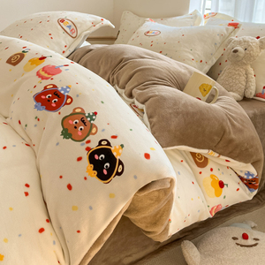 Winter Thickened Milk Fiber Duvet Cover One-Piece Flange Coral Fleece Surface 150x200x230 Dormitory Quilt Cover Cover of
