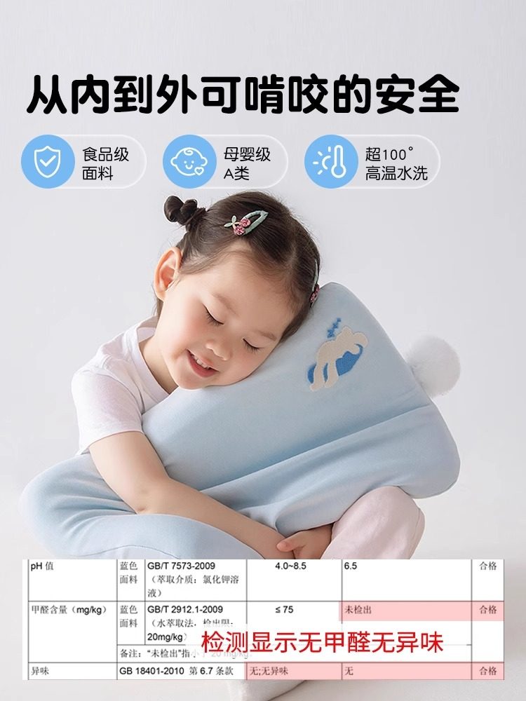 Slow Rebound Kidsren's Deep Sleep Memory Foam Pillow for Kidsren over 6 Years Old, Suitable for All Seasons, Duoya Washable Special Spine Protection Pillow