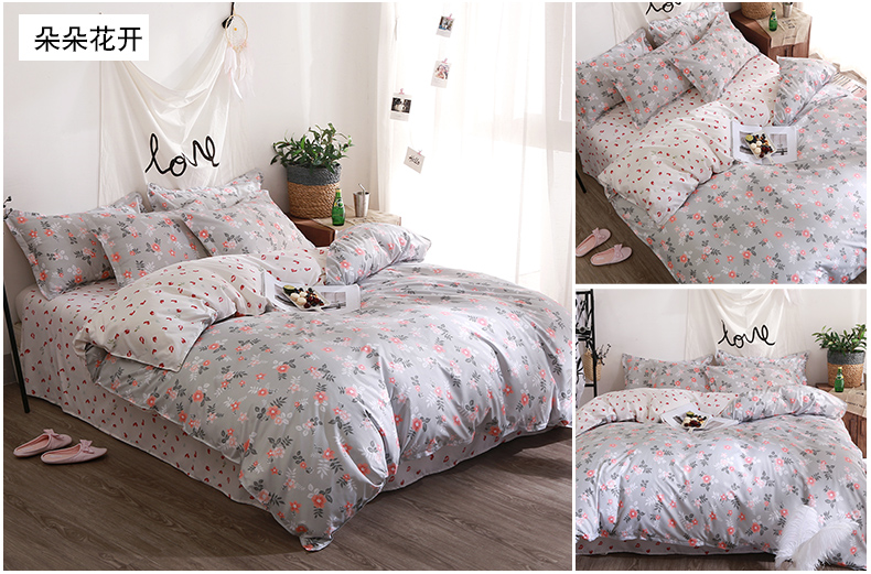 Bộ đồ giường bốn mảnh thiết lập 1.8 m quilt cover 1.5 m phim hoạt hình mùa hè ký túc xá sinh viên giường đơn duy nhất ba mảnh thiết lập 1.2