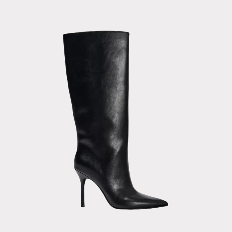Za Black Long Boots 2026 Autumn and Winter New Style Wide Tube Stiletto Heel Pointed Toe High Boots Versatile Side Zipper Fashion Women's Boots Za Black Long Boots 2026 Autumn and Winter New Style Wide Tube Stiletto Heel Pointed Toe High Boots Versatile Side Zipper Fashion Women's Boots
