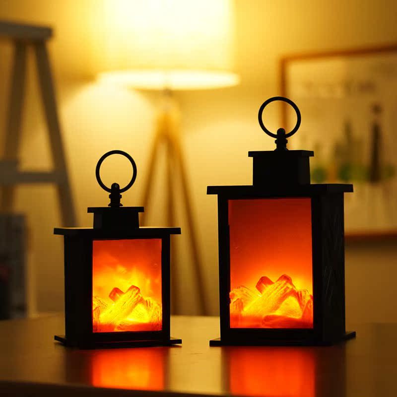 2021 New LED Emulation Flame Fireplace Light Hotel Bar Hall Decorated Stylish Charcoal Windproof Lamp
