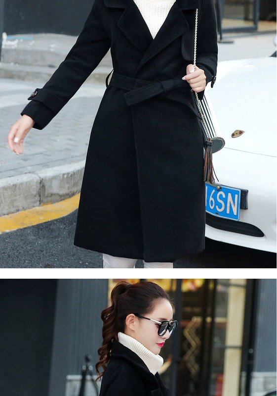 Chống giải phóng mặt bằng len áo khoác nữ phần dài Hàn Quốc phiên bản 2018 mới dày mùa thu và mùa đông mô hình trên đầu gối áo len