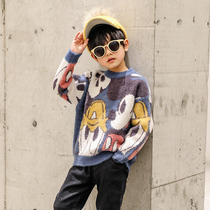 Boy plus velvet sweater pullover autumn winter 2020 Winter new foreign style children thick mink velvet medium big childrens clothing