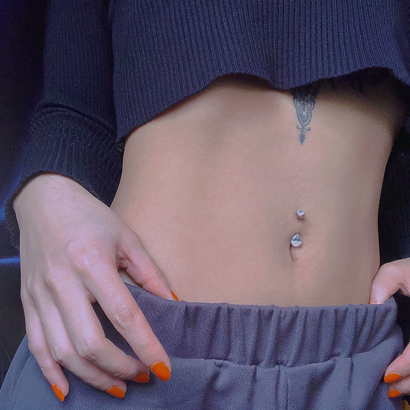 Temperament sterling silver navel ring navel nail net red European and American sexy hypoallergenic navel jewelry Puncture umbilical nail ear needle