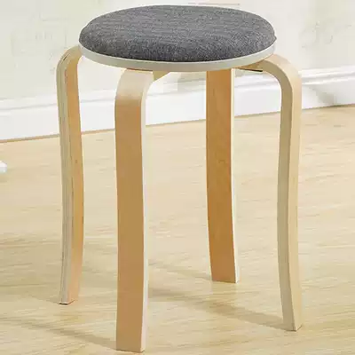 Household round stool solid wood stool eating stool dining room household economy table stool soft noodle dining chair Net red lazy man