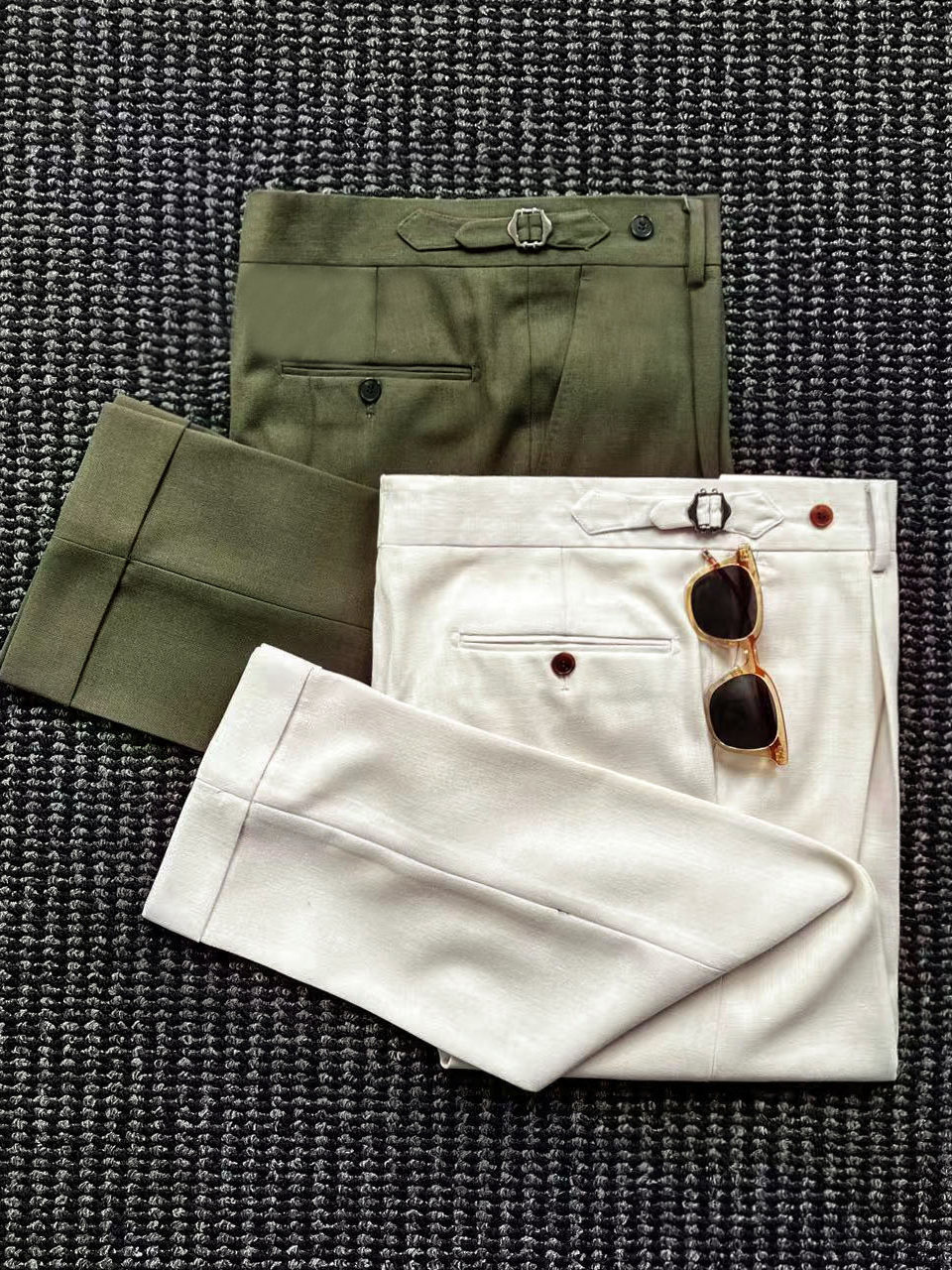 CssuGent那不勒斯皇后天丝麻直筒西裤男绅士商务通勤高端轻奢裤子