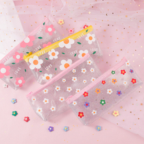 Stationery bag female Net red Hyuna small flower trembles with multi-functional pencil case transparent ins Super fire