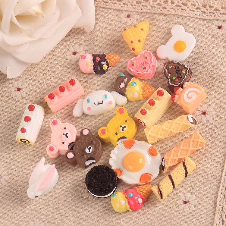 Cartoon Bread Cake Ice Cream Resin Accessories Mobile Phone Protection Shell Handmade Diy Emulation Jam Cream Gum Material Bag