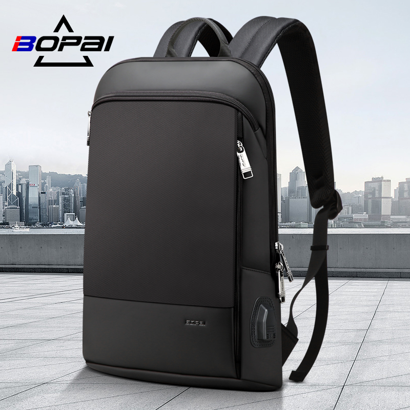 BOPAI Bo brand light and thin backpack men's backpack business casual business trip computer bag multi-functional college student bag