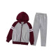 British College students pure cotton spring, autumn and winter school uniform jacket trousers maroon light gray hooded plus fleece sportswear