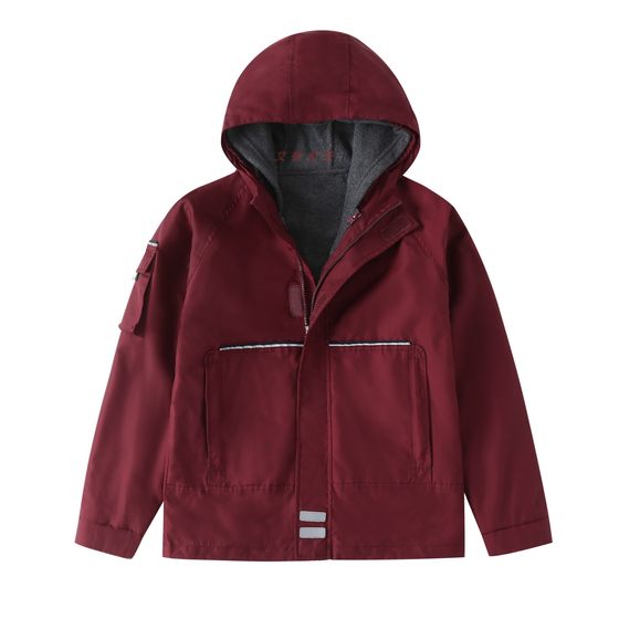 British College children's cotton-padded jacket plus velvet and thickened removable jacket maroon navy blue cotton-padded school uniform