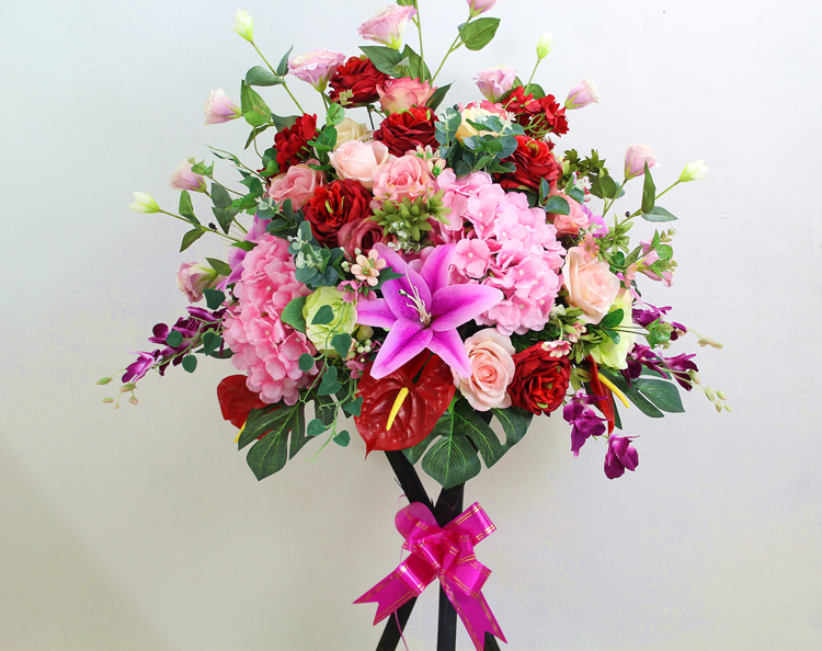 Khai trương giỏ hoa, đường hoa giả, mô phỏng, lễ khai trương, kinh doanh, khai trương hoa, trang trí cửa, hoạt động cửa hàng, cắm hoa - Hoa nhân tạo / Cây / Trái cây hoa hồng giả đẹp