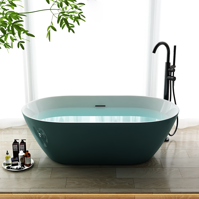 Acrylic Seamless One-Piece Freestanding Small-Sized Deep Soaking Insulated Fashionable Trendy Colorful Bathtub