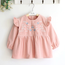 Legal embroidered light core suede girl girl baby boy waterproof hood clothes female baby anti-wear 73-130