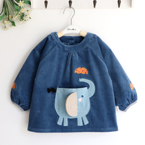 Pocket little elephant corduroy Children Baby autumn and winter boy kindergarten thick waterproof cover rice clothes