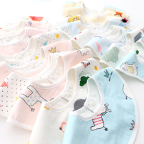 Gauze bib baby petal round neck eating bib waterproof rice pocket baby spit mouth towel 2 pack