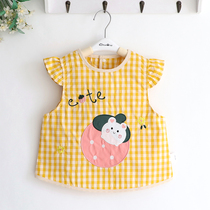 Cute Strawberry Girl Child Cartoon Surround Mouth by buckle waterproof baby Rice Clothing Tai Wai Dining Baby Dining Hood