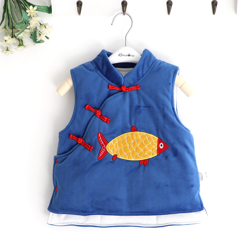 Fugas Boy Girl Girl Child Warm Silk Cotton Horse Chia Clip Cotton Blouse Thicken Winter Tang Dress Cotton Clot