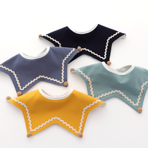 Hexagonal bib baby boys and girls eat knitted cotton bib waterproof rice pocket baby spit milk saliva towel