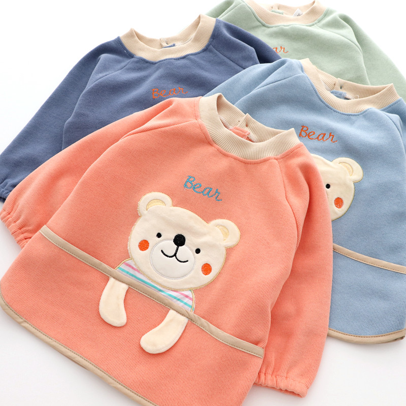 Pocket Small Bear Knit Cotton Children Boy Girl Autumn Winter Pure Cotton Soft Waterproof Hood Clothes Toddler Casual Blouse Dining Around