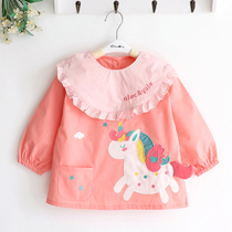 Solid Cute Boy Girl Girl Spring Autumn Pure Cotton Waterproof Hood clothing Anti-Wear and Wear Apron Detachable