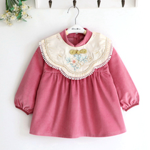 Lotus Moon Color Girl Child Joy Celebrating Chinese Lunar New Year Chinese Ancient Wind Tang Costume Hanfu Great Red Light Core Suede Baby Hood Clothes