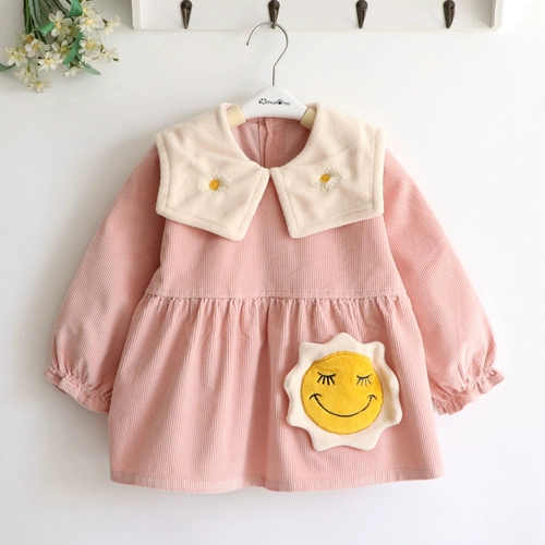 Вельветовый детский водонепроницаемый нагрудник на солнечной энергии для девочек для детского сада для еды, сзади на завязках