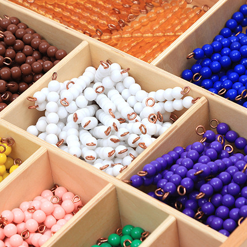 Mont's teaching aids Montessori Montessori Golden String Beads Color String Beads International Edition ten Equivalent Beads Case