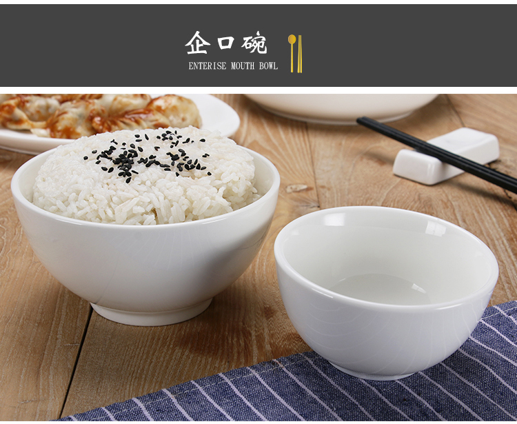Bát cơm bằng gốm trắng tráng miệng nhỏ bát súp bát tròn sáng tạo bát khách sạn bộ đồ ăn bát ăn sáng cháo bát bát - Đồ ăn tối bộ bát đĩa sứ cao cấp